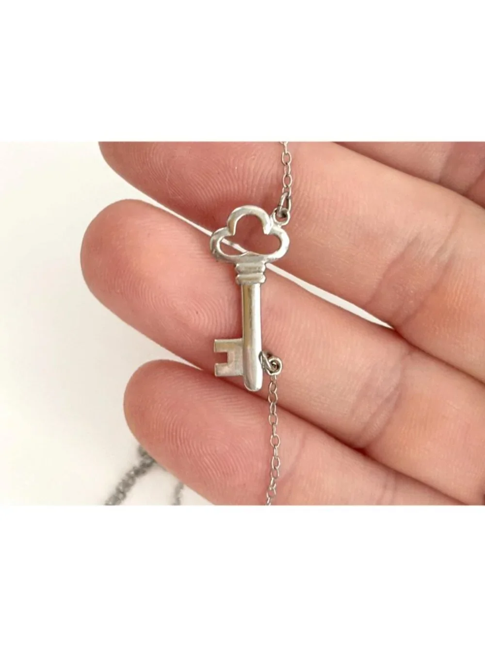 Antique Key 12k Gold Filled Sterling Silver 925 Vintage Pendant Necklace - 16